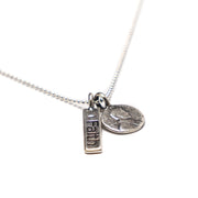 Sterling Silver Petite Penny From Heaven Necklace with White Bronze  Faith Word Charm