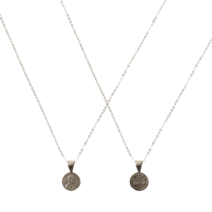 Friendship Necklace with 2 Petite Penny necklaces in White Bronze