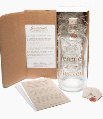 Pennies From Heaven Apothecary Clear with Gold print
