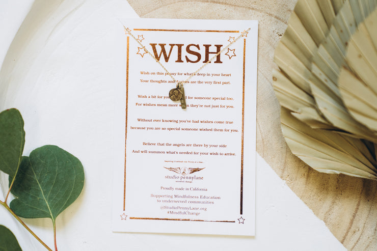 Wish Petite Penny with Wish Word Charm in Yellow Bronze