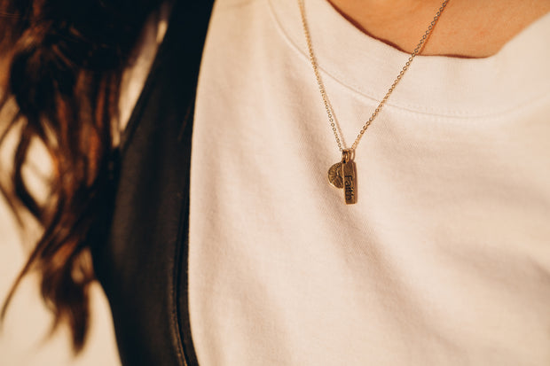 I AM Faith Petite Penny Necklace.  Yellow Bronze