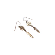 Petite Penny Earrings with Feather Yellow Bronze