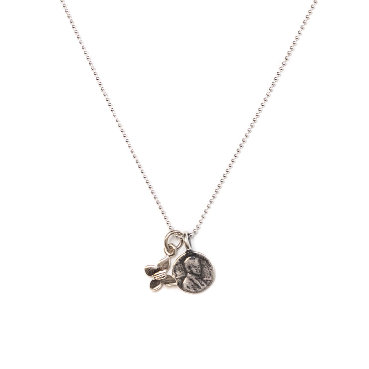 Sterling Silver Petite Penny From Heaven Necklace with Butterfly.