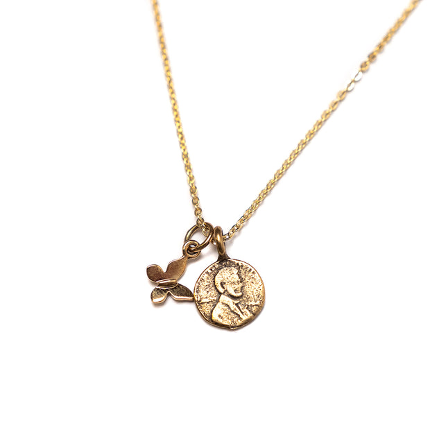 Petite Penny From Heaven and Butterfly.  Yellow Bronze