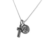 Sterling Silver Petite Penny From Heaven Necklace with Sterling Cross Charm