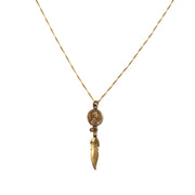 Petite Penny From Heaven Dangle Feather Charm Necklace on a 22" Gold Plated Sterling Box Chain.