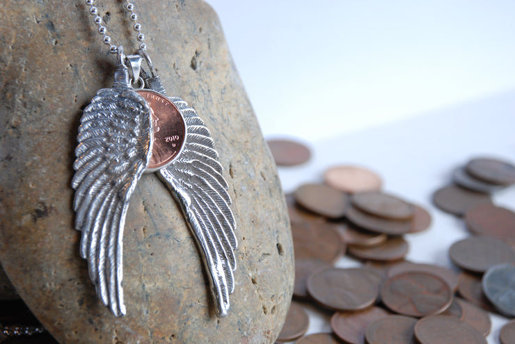 Sterling Penny From Heaven Angel Wings Necklace