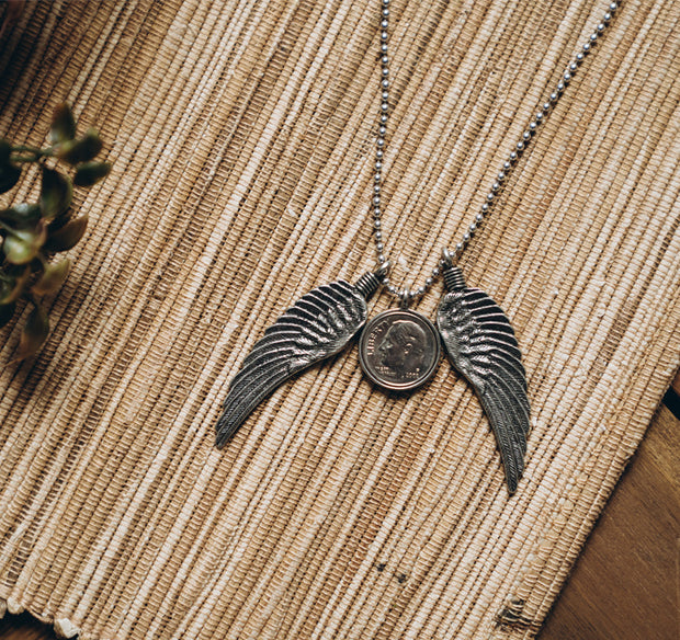 Dime From Heaven Pair of Wings Necklace on 24" ball chain