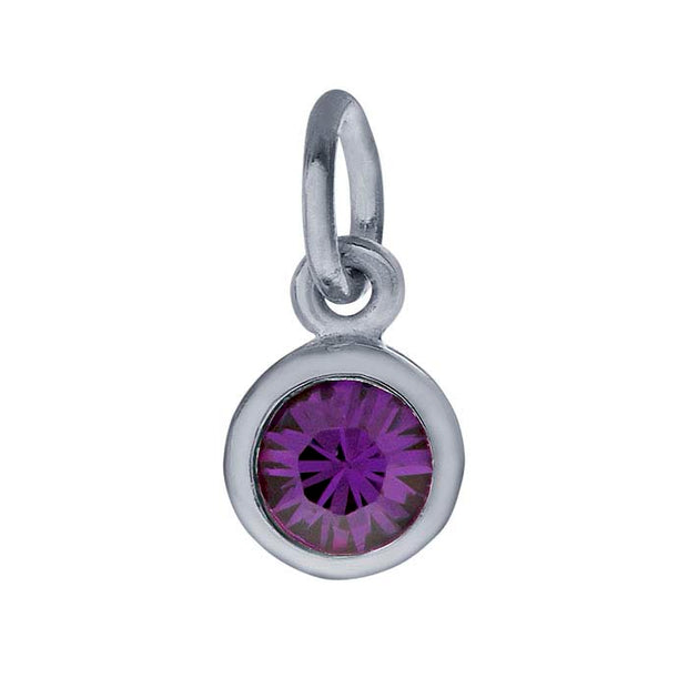 Sterling Petite Penny with Sterling Silver Birthstone Charm with Swarovski® Crystal- February
