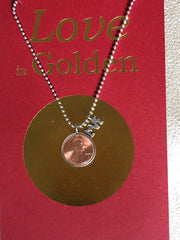 Love is Golden Penny with LOVE charm
