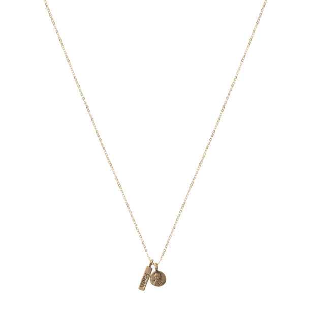 I AM Faith Petite Penny Necklace.  Yellow Bronze