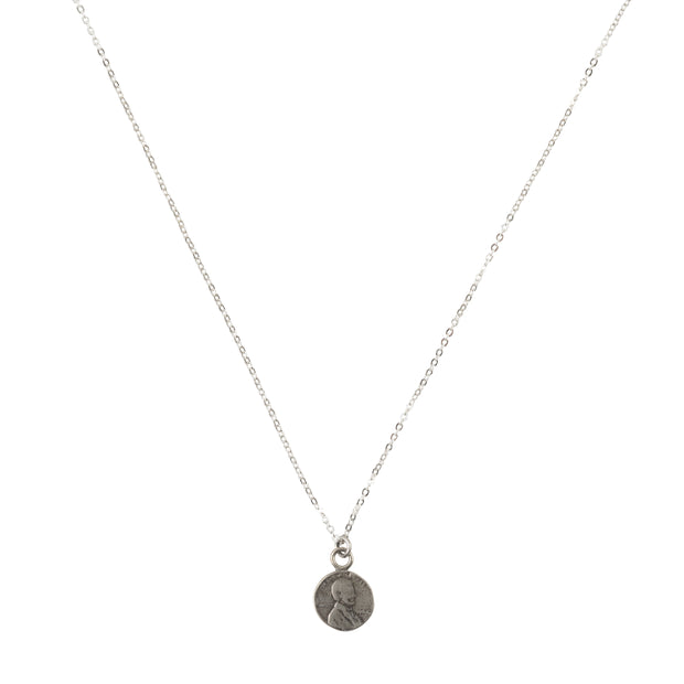 Lucky Petite Penny Necklace White Bronze