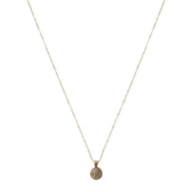 Petite Wish Penny Necklace Yellow Bronze