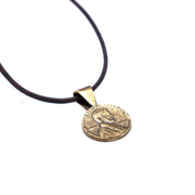 Petite Penny From Heaven Necklace Yellow Bronze on Leather Cord