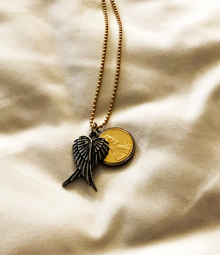 Gratitude is Golden Wings at Rest with Gold Plated Penny