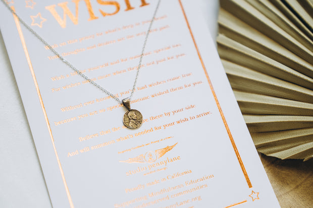 Petite Wish Penny Necklace Yellow Bronze