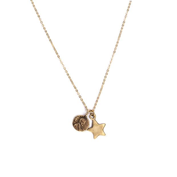 Yellow Bronze Petite Wish Penny with Star Charm